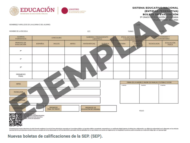 Nuevo formato de boleta de la SEP, agrupa cuatro áreas de conocimiento 