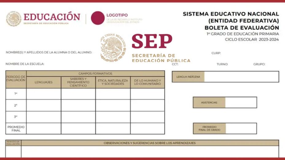 Nuevo formato de boleta de la SEP, agrupa cuatro áreas de conocimiento 