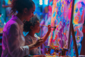 Pinta a obscuras con tu familia en Neon Brush Kids